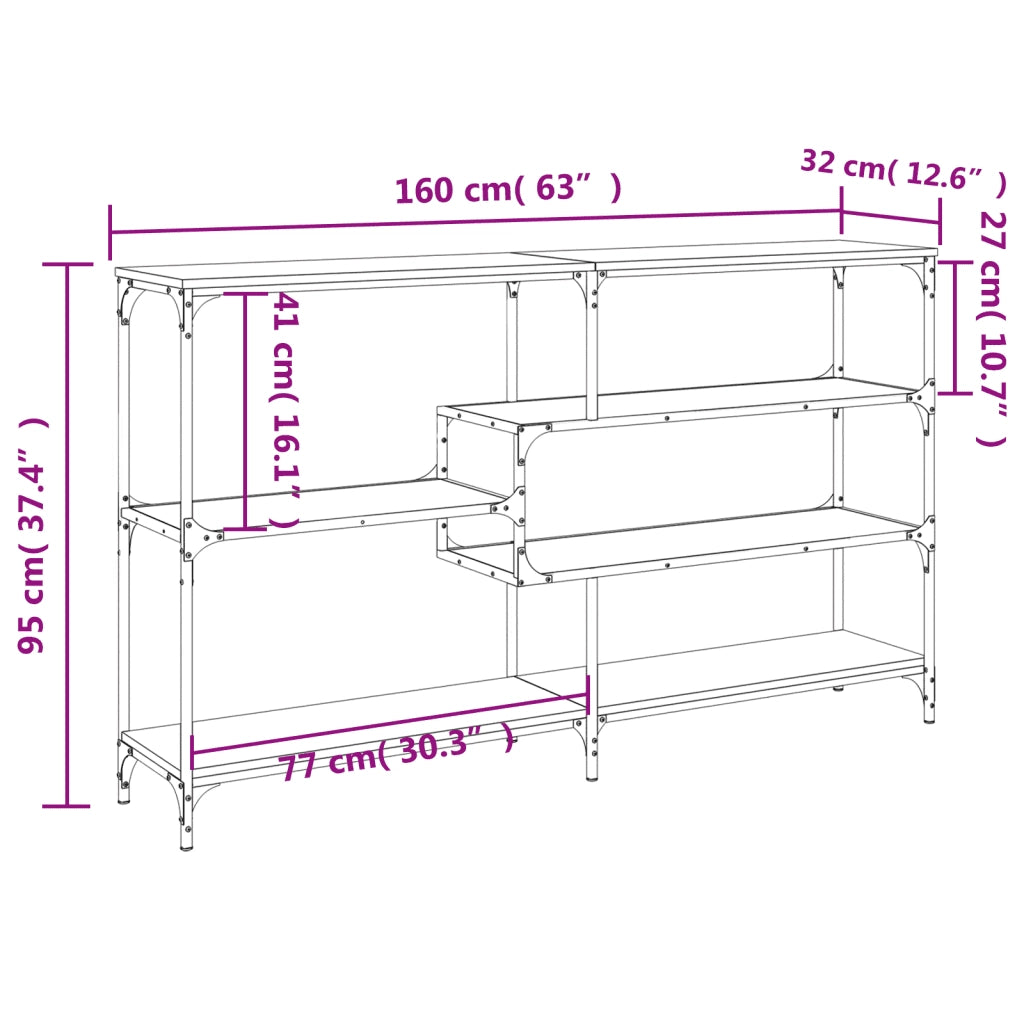 Tavolino Consolle | Tavolo d'Ingresso Rovere Marrone 160x32x95 cm Legno Multistrato