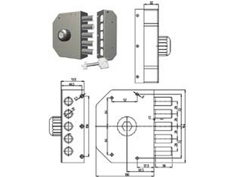 1pz serratura applicare senza scrocco pomolo pompa 3000 cilindro mm60 dx cod:ferx.fer412735