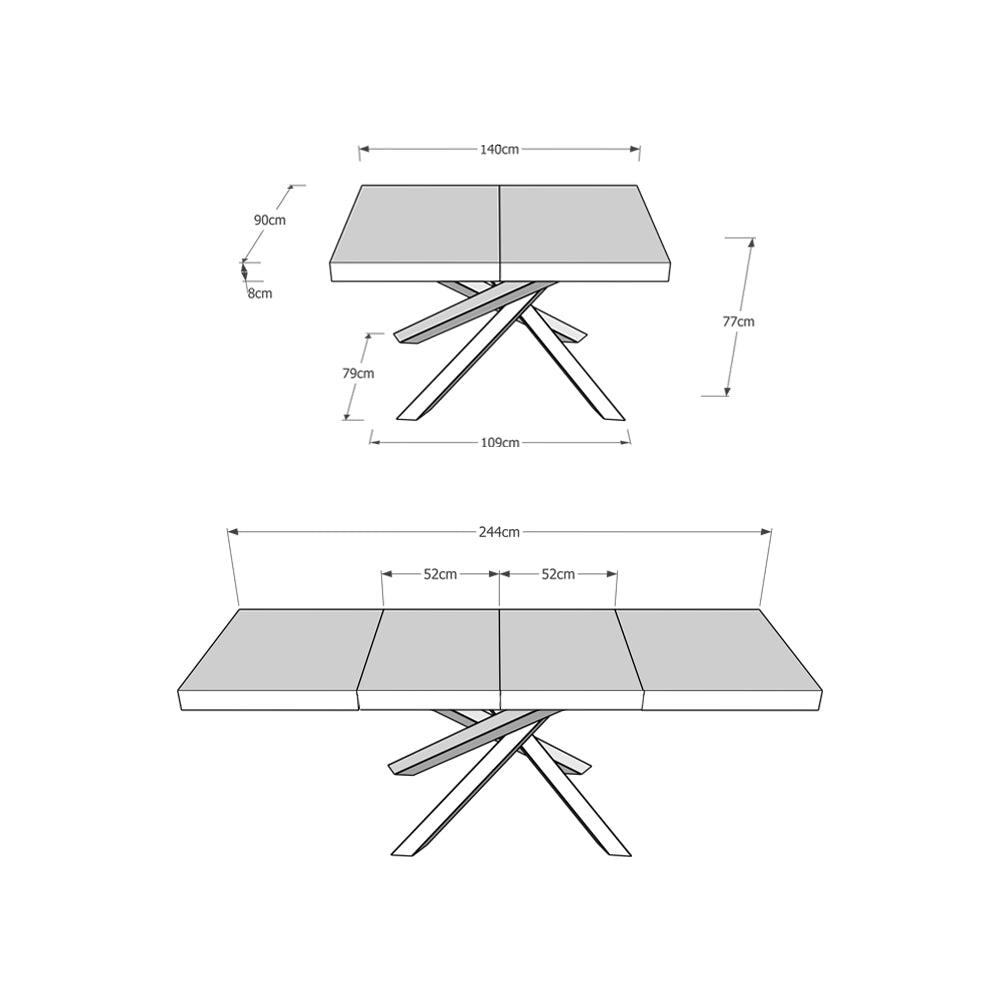 Tavolo allungabile 90x140/244 cm Volta Premium Bianco Frassino telaio 4/A