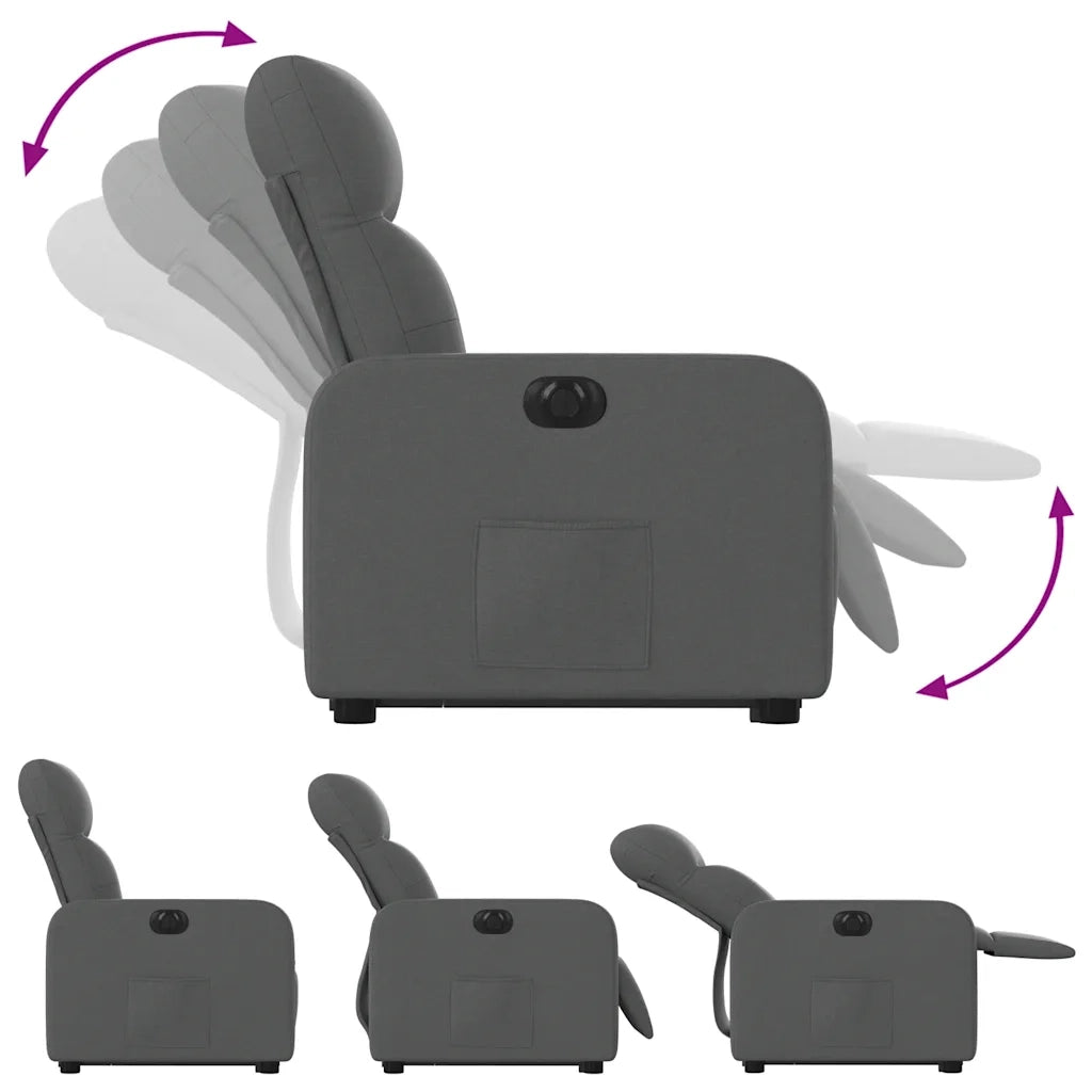 Poltrona | Sedia Relax Alzapersona Reclinabile Elettrica Grigio Scuro Tessuto