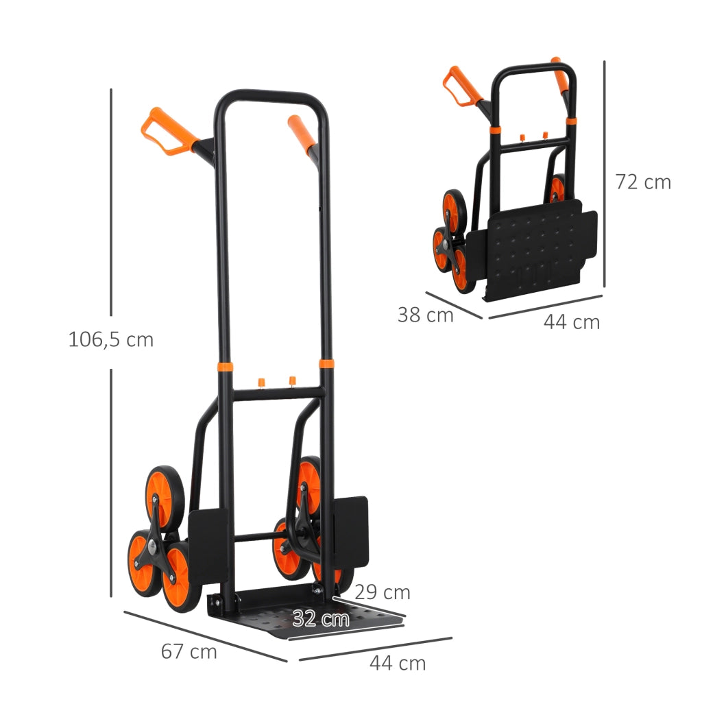 Carrello a 6 Ruote Pieghevole ¨C Minimal ¨C Arancione, Acciaio, 44x67x106.5cm