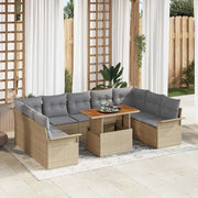 Set Divano da Giardino con cuscino 10 pcs beige e grigio chiaro