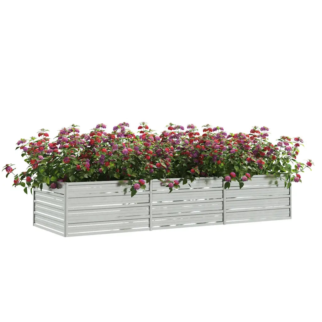 Letto Rialzato Giardino-Fioriera da Giardino 240x80x45 cm in Acciaio Zincato Argento