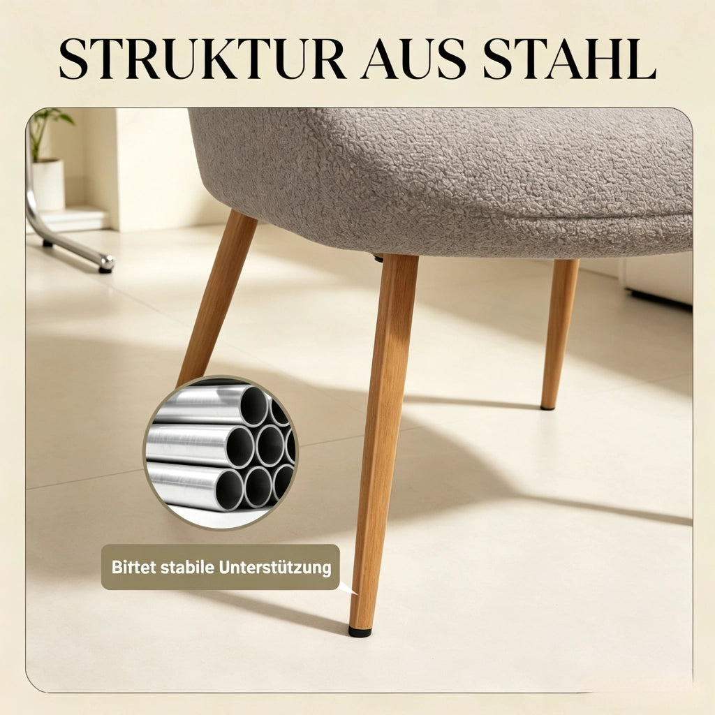 Poltrona con schienale alto e braccioli in tessuto spugna grigio con gambe effetto legno 97;5 × 71 × 74 cm