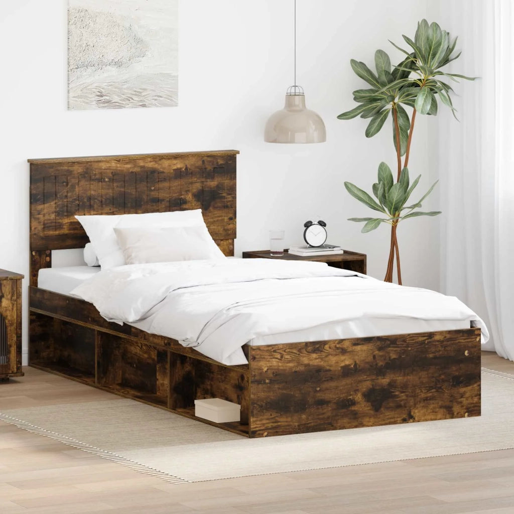 Struttura del letto Rovere fumé 100 x 200 cm Pino massello 3410640