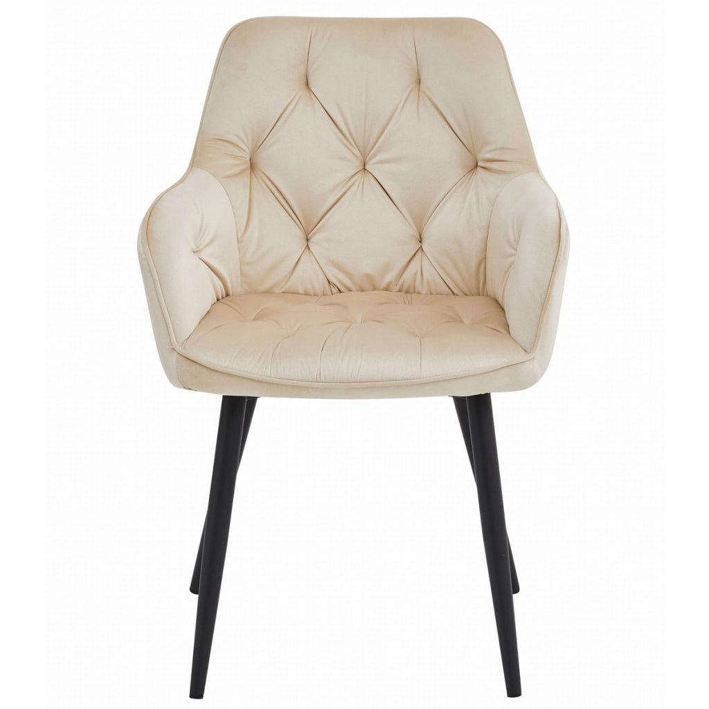 Sedia Jork in velluto beige con gambe nere
