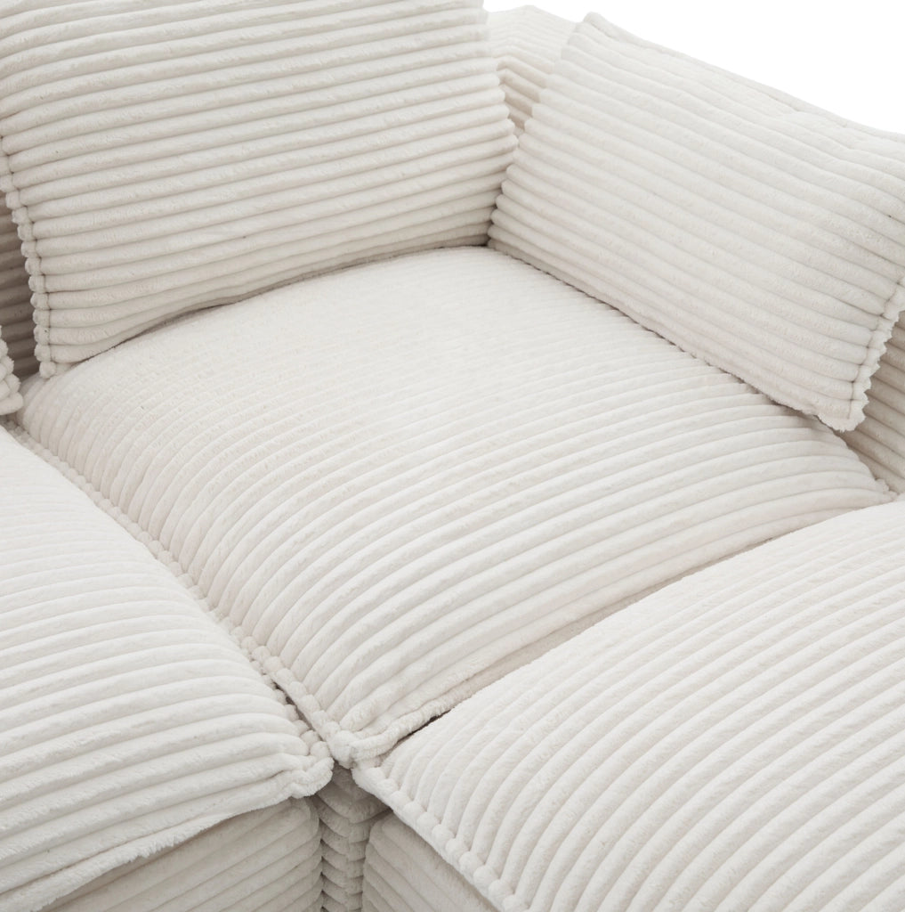 Divano modulare combinabile 322x161x75 cm in velluto a coste beige