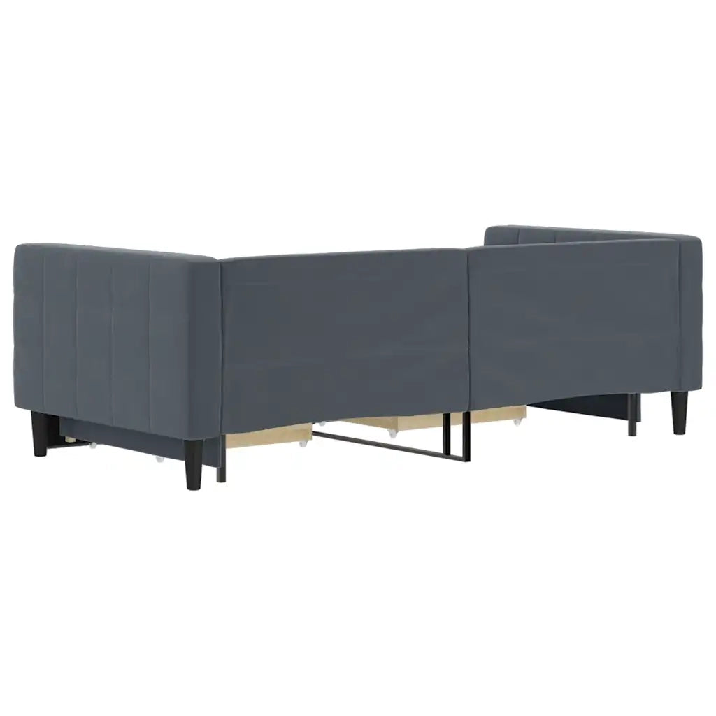 Divano Letto Estraibile Cassetti Grigio Scuro 90x190cm Velluto 3196753