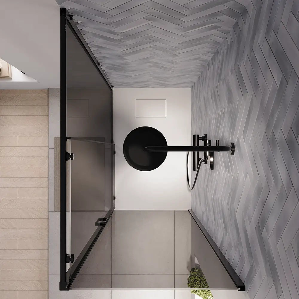 Box doccia 70x140 cm scorrevole vetro 6mm fumé profili nero opaco | Lipari