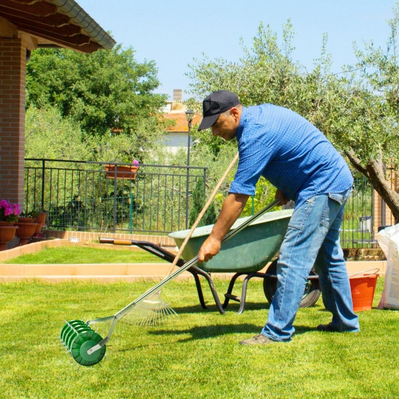 Arieggiatore per prato, largo 45 cm, arieggiatore manuale con 30 punte in ferro, attrezzo da giardino, binario di terra, carotaggio, scarificatore,