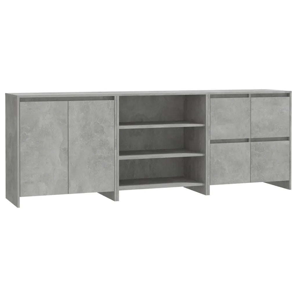 Credenze 3 pz | Madia | Buffet da pranzo | Armadio da pranzo Grigio Cemento in Legno Multistrato