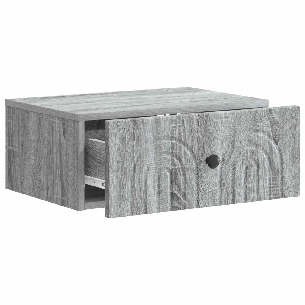 Set di 2 Comodini | Armadio da Notte | Mobiletto da notte a muro Grigio Sonoma 49 x 34,5 x 20 cm