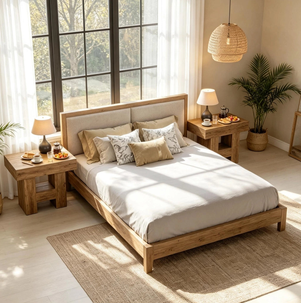 Tavolino stretto multifunzione in MDF con doppio ripiano, per soggiorno e camera da letto, colore naturale