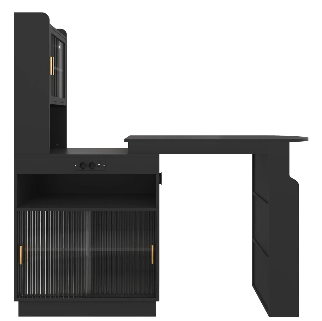Bar estensibile 131-170x40x170 cm in MDF nero con contenitore integrato