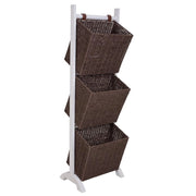Portariviste con supporto in legno e tre cestelli 37x27x115h