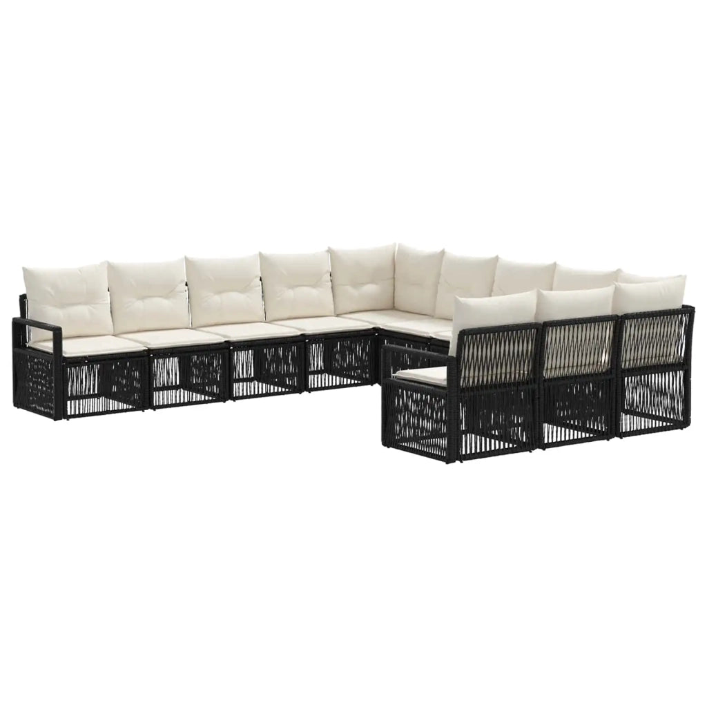 Set Divano da Giardino 11 pz Nero polyrattan 3435850