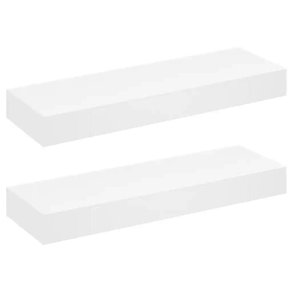 2 pz Mensole | Ripiano | Scaffale con Cassetti Bianco 80 cm