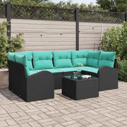 Set Divano da Giardino 7 pcs Nero e Turchese polyrattan 3354615