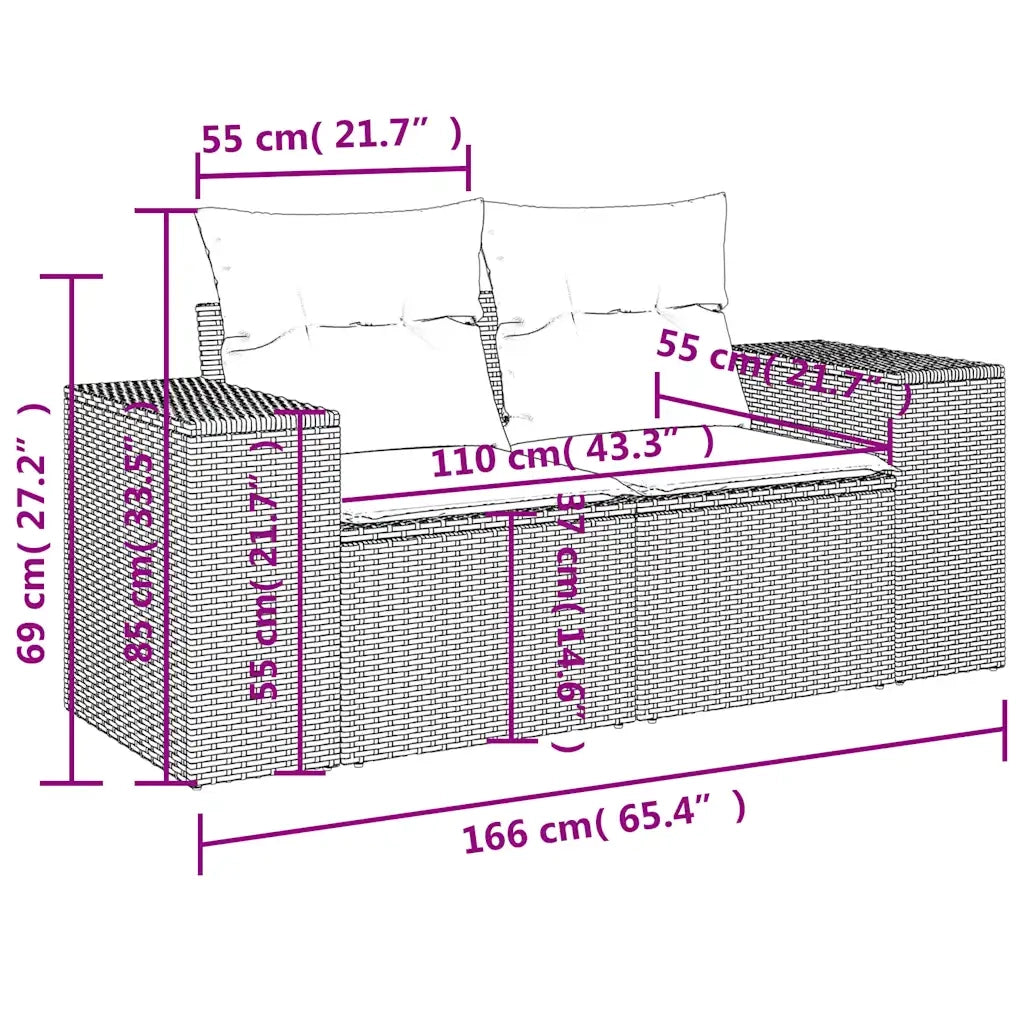 Set Divani da Giardino 9 pz con Cuscini Grigio in Polyrattan 3225585