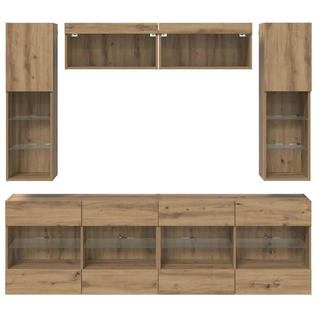 Set di Mobiletto da TV a Parete 6 pcs Rovere Artigianale 3402996