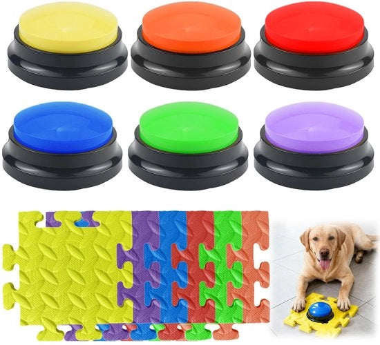 Giocattolo di addestramento per animali con funzione di registrazione - 6 pezzi - Accessori di comunicazione con comunicazione sicura - Mattoncino antiscivolo