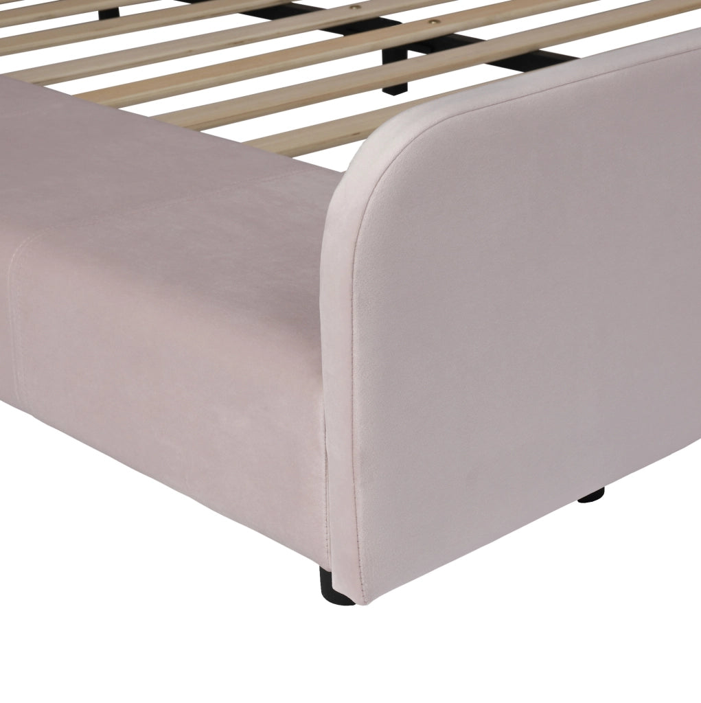 Letto imbottito rosa 140x200 con scrivania e sgabello