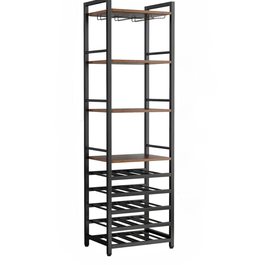 Scaffale portavino 45x35x180 cm multicolore, metallo e legno - 20 bottiglie