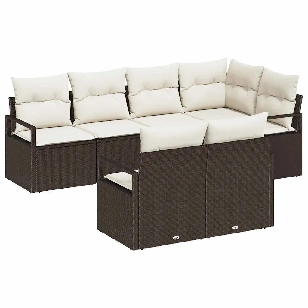 Set di divani con cuscino 7 pcs Marrone polyrattan 3346418