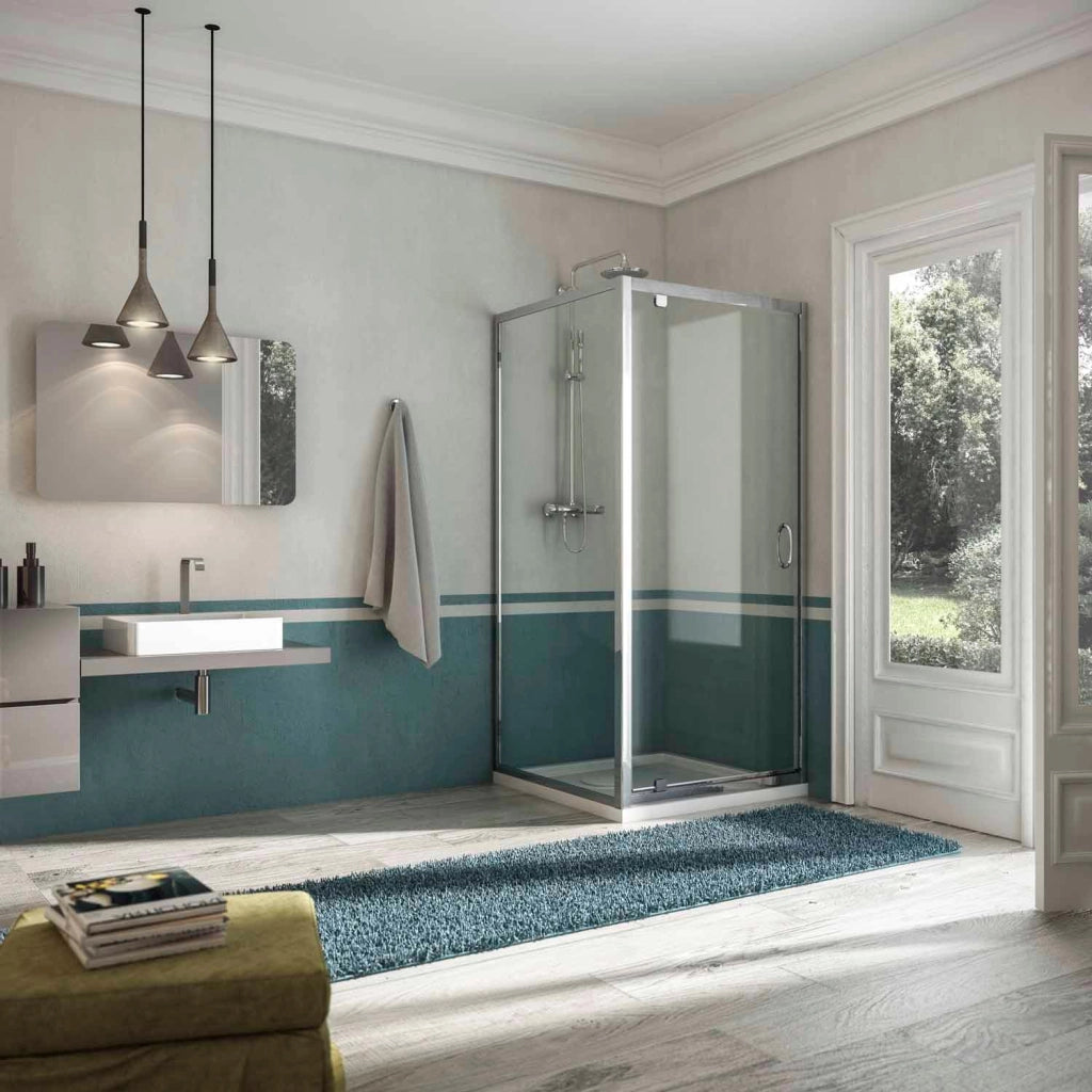 Box Doccia Rettangolare 1 Anta Battente In Cristallo H185 Fosterberg Koge Duo 70x100 cm
