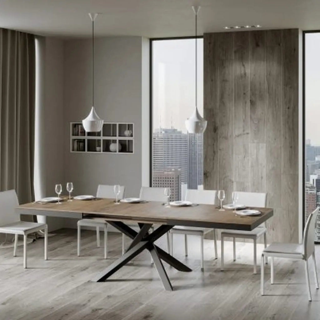 Tavolo allungabile 180/284x90 cm Volantis Evolution colore noce telaio e gambe antracite