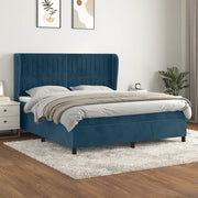 Giroletto a Molle con Materasso Blu Scuro 180x200 cm in Velluto 3129349
