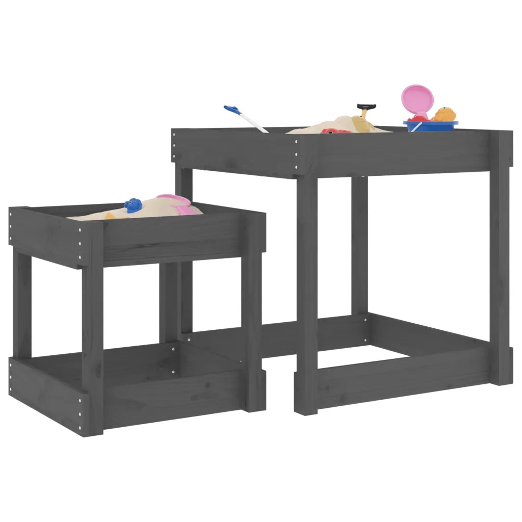 Tavoli Sabbiere 2 pz Grigi in Legno Massello di Pino CFW6499019