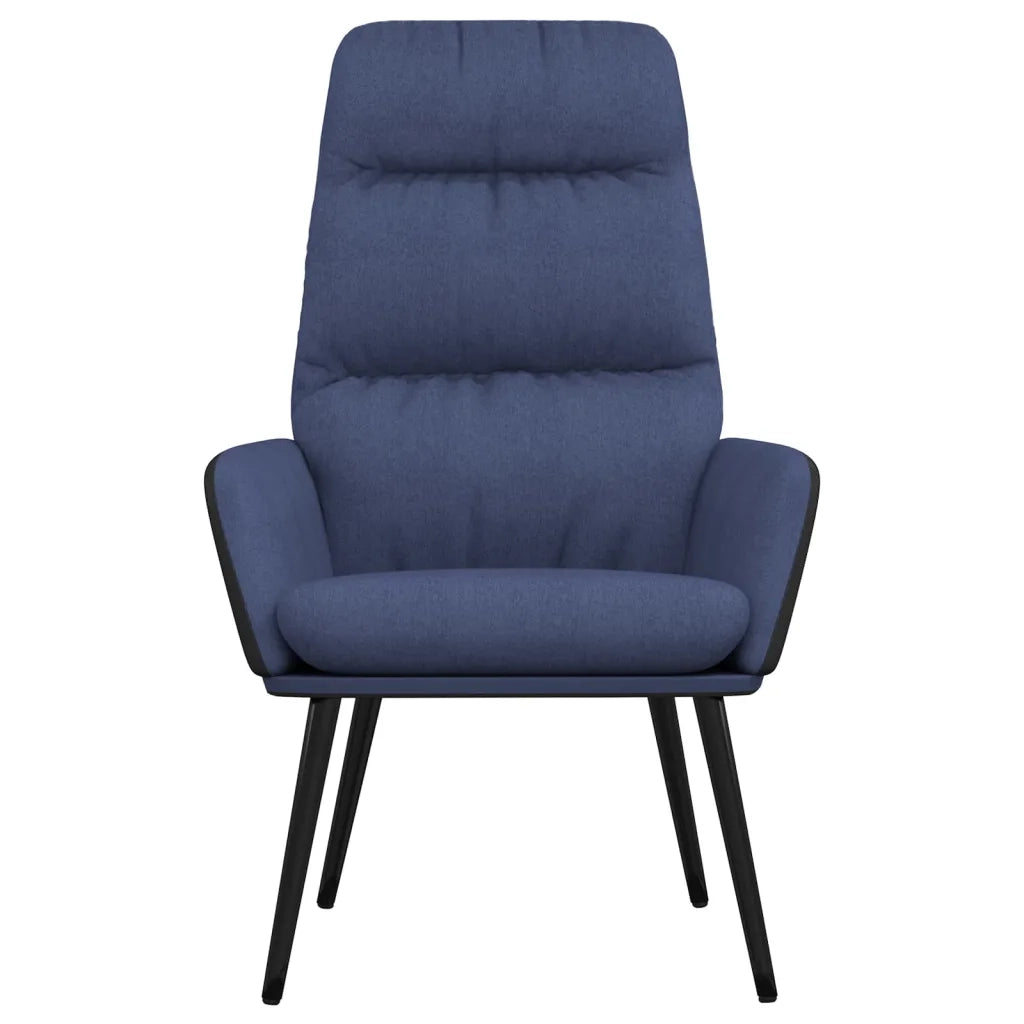 Poltrona Relax con Sgabello Blu in Tessuto e Similpelle 3097510