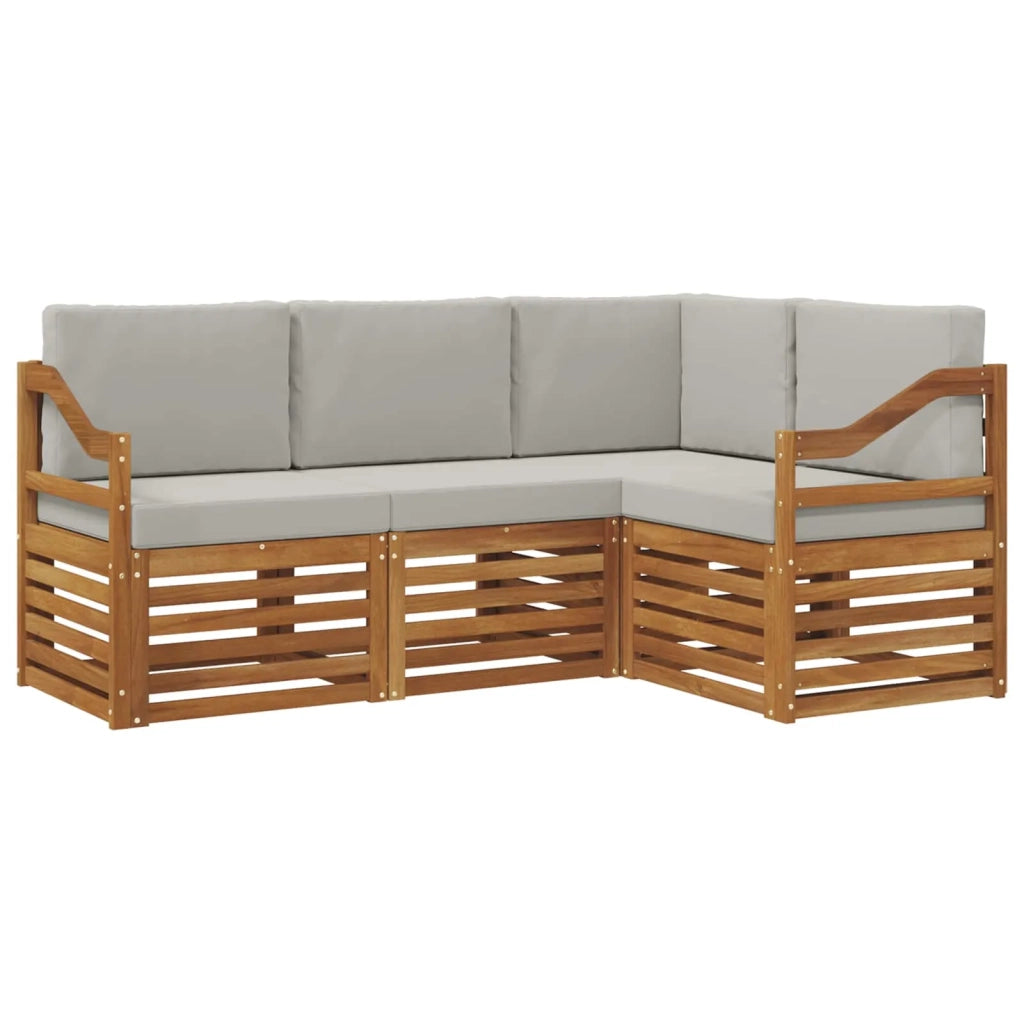 Set divani con cuscino 4 pcs Grigio Naturale e Chiaro 3374746