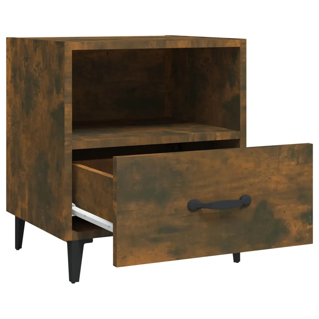 Comodini 2 pz-Set di 2 Tavolino da notte Rovere Fumo in Legno Multistrato 966606