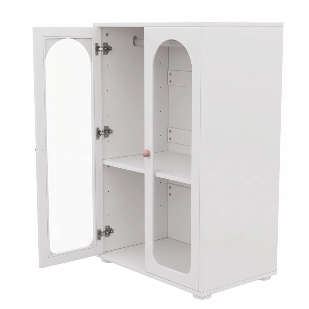 Armadio per bambini 80×50×120 cm in MDF bianco con ante in acrilico