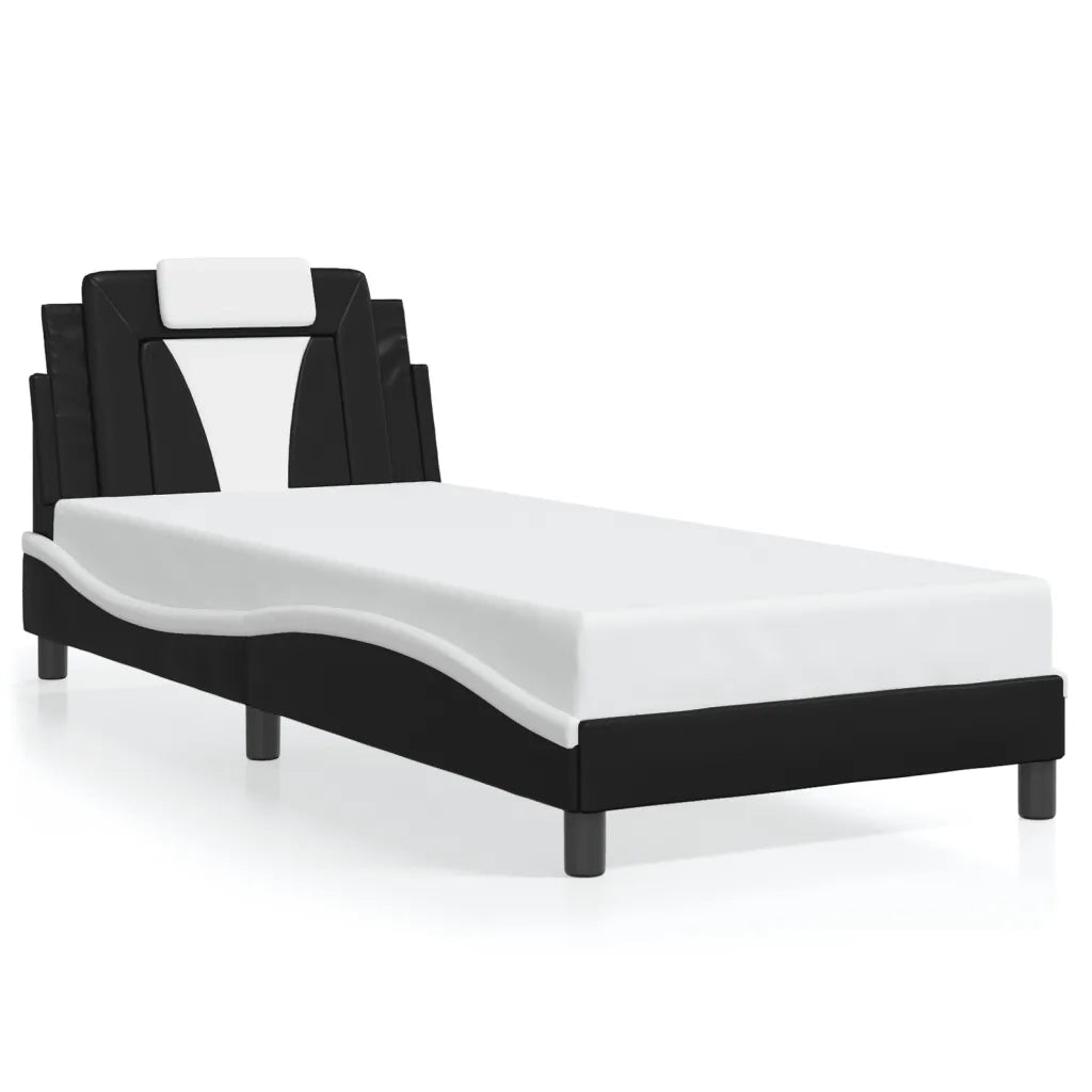 Giroletto Viana con LED senza Materasso Nero e Bianco 80x200 cm