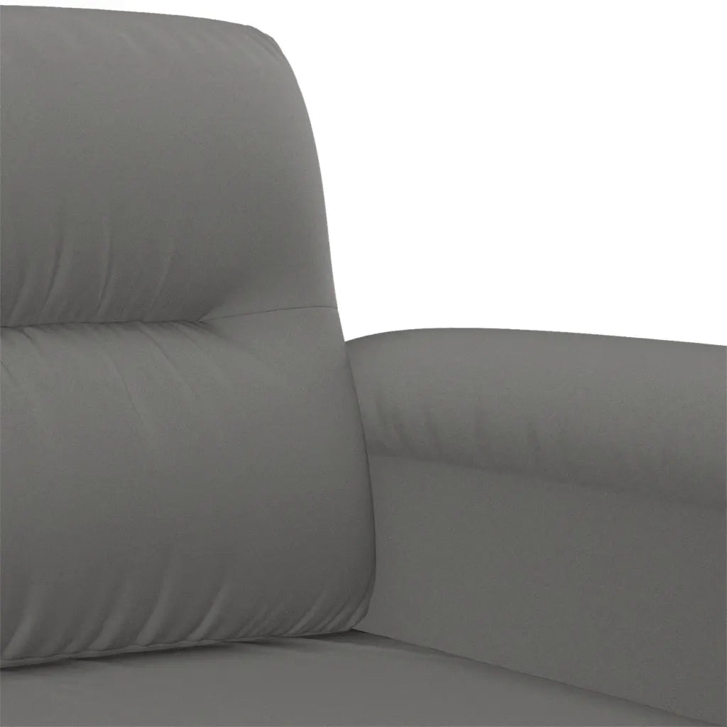 Set Divani 3 pz con Cuscini Grigio Scuro in Tessuto Microfibra