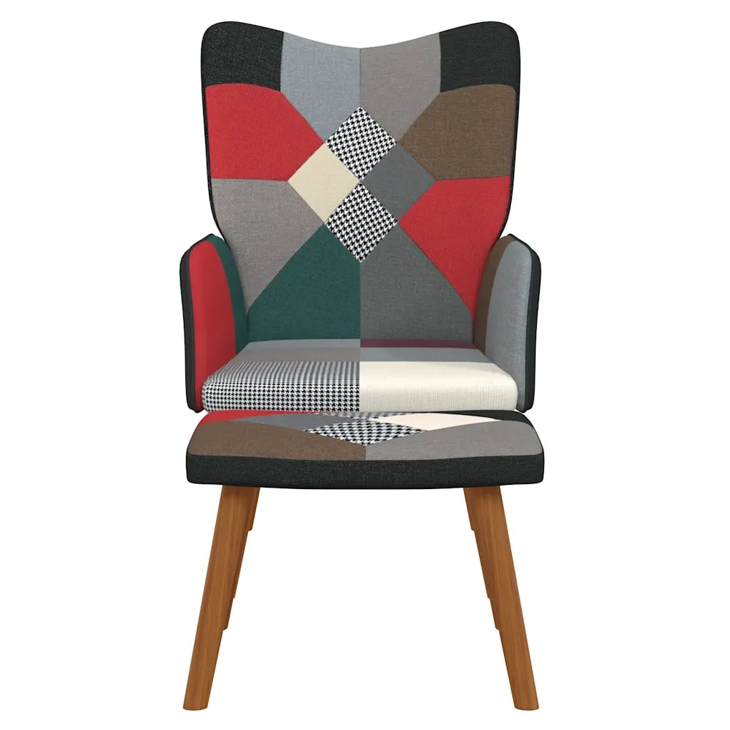 Poltrona Relax con Poggiapiedi in Tessuto Patchwork 328196