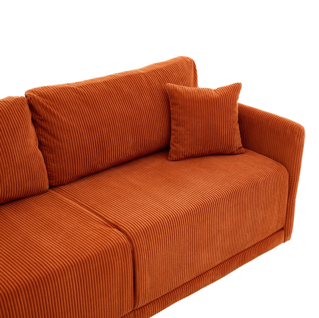 Divano letto trasformabile 182 cm in velluto a coste arancione HOMVRA