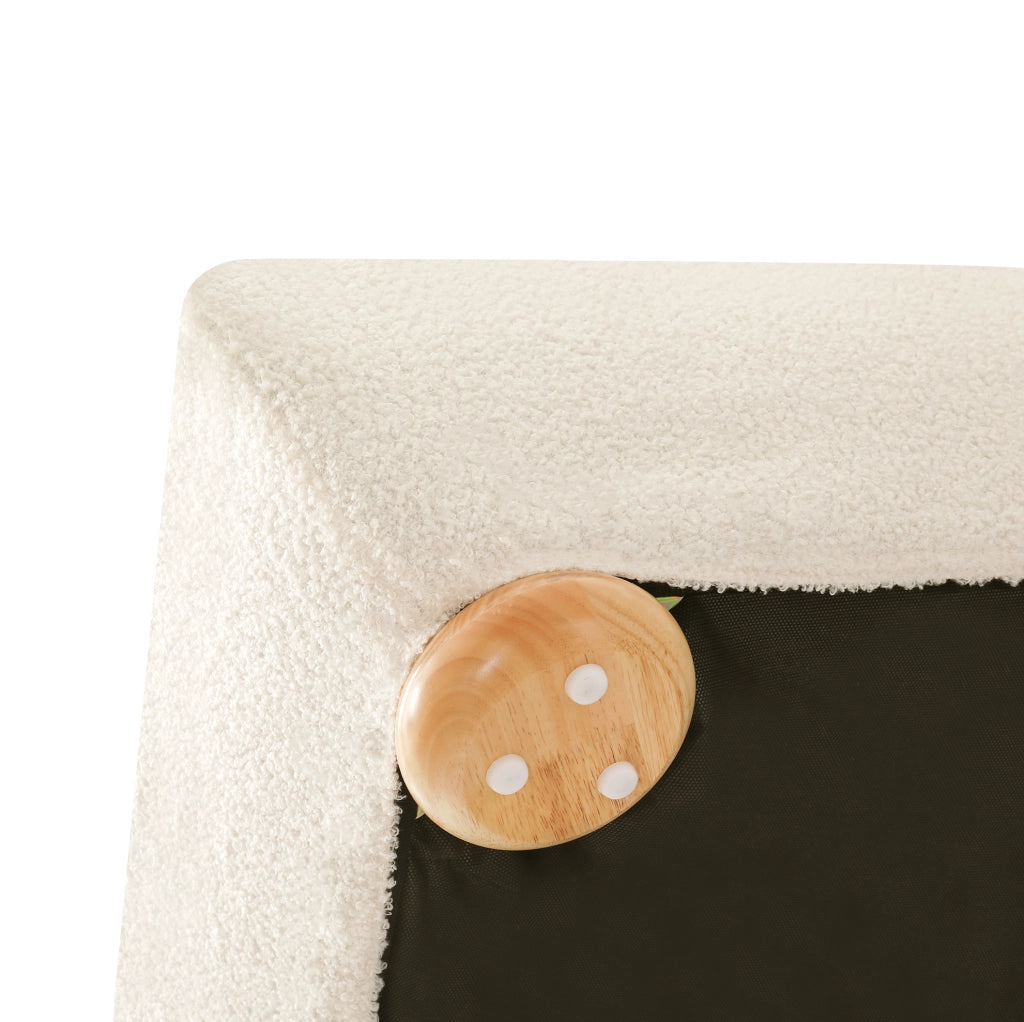 Letto matrimoniale contenitore 140x200 cm in bouclé beige con rete a doghe HOMVRA