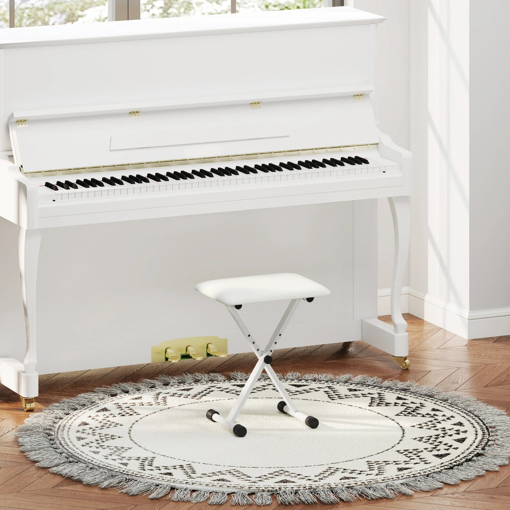 Sgabello da Pianoforte Regolabile Pieghevole ¨C Minimal ¨C 39x29x37-47 cm Bianco