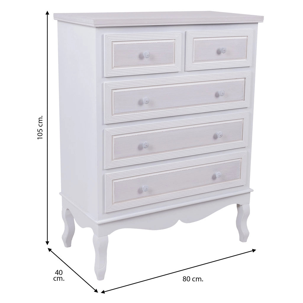 Comò in legno bianco 80x40x105
