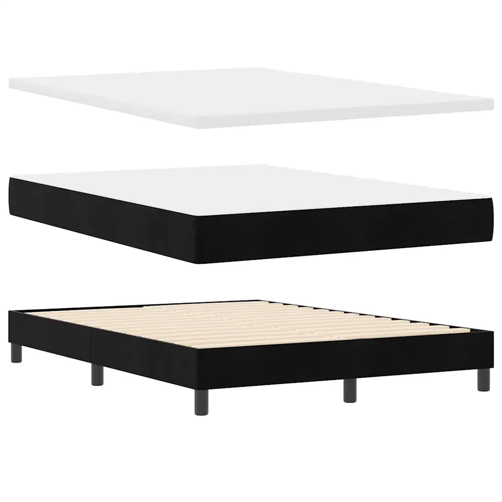 Letto a Sorgente LED con materasso Nero 160 x 200 cm Velluto