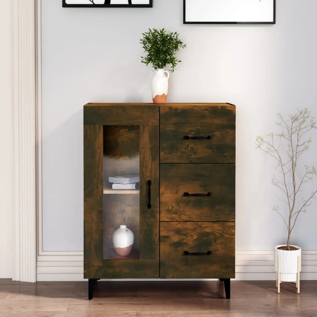 Credenza Rovere Fumo 69,5x34x90 cm in Legno Multistrato 817366