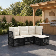 Set Divano da Giardino 4 pz Nero polyrattan 3434197