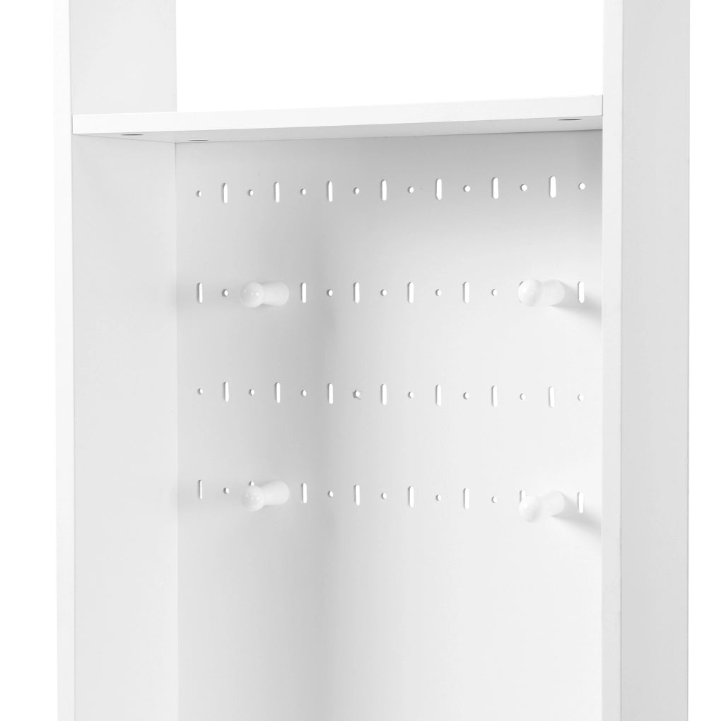 Panca contenitore bianca con appendiabiti a parete e 4 ganci, mobile ingresso multifunzione in MDF H180xL100xP35 cm
