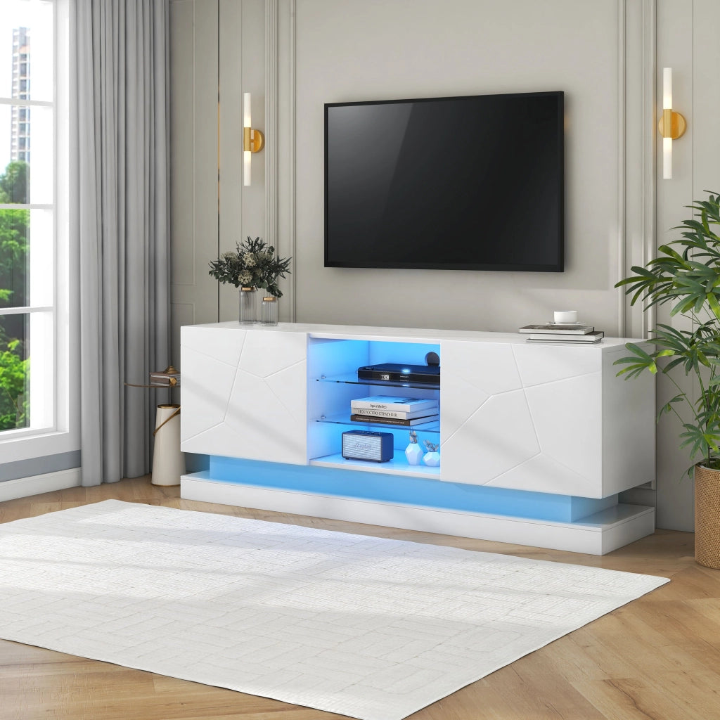 Mobile Porta TV 160 cm Bianco Opaco per 70 Pollici con Ripiani Regolabili