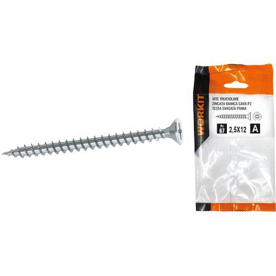 VITE TRUCIOLARE TSP ZINCATA BIANCA SELF WORKIT - CAVA PZ FILETTO INTERO MM 3,5X25 CF=PZ 44- 5 confezioni