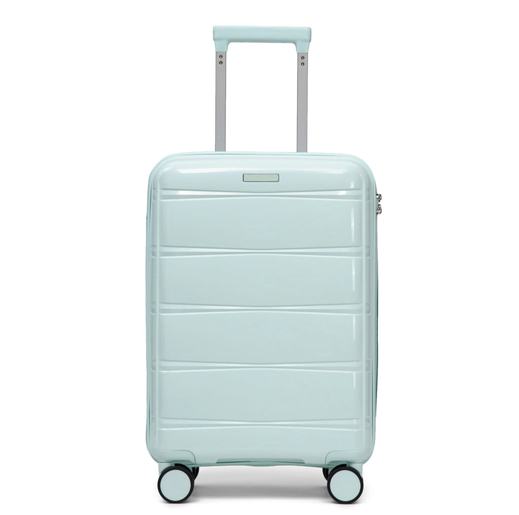 Valigia rigida cabina 37x21x54,5 cm in PP verde menta, lucchetto a combinazione